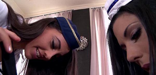  Crazy Hot Spanish Stewardess Sex with Lorena & Alexa Tomas